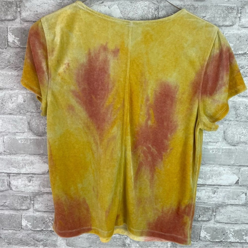 Free People Bright Eyes Yellow Tie-Dye Velvet Tee - Picture 3 of 9